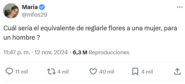 ¿Cuál es el equivalente para un hombre de regalarle flores a una mujer?