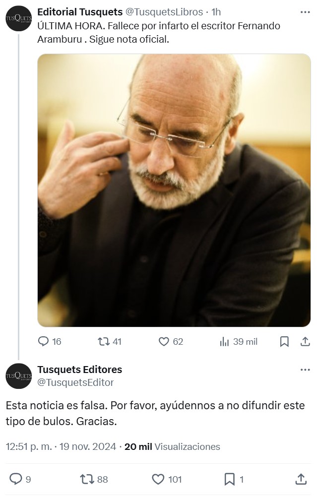 La agencia de noticias estatal EFE vuelve a compartir una información falsa.