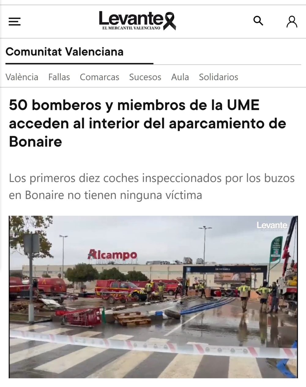 Los bomberos solo han podido inspeccionar los 10 coches más superficiales del parking de Bonaire, quedan muchos por revisar [ACTUALIZADO]