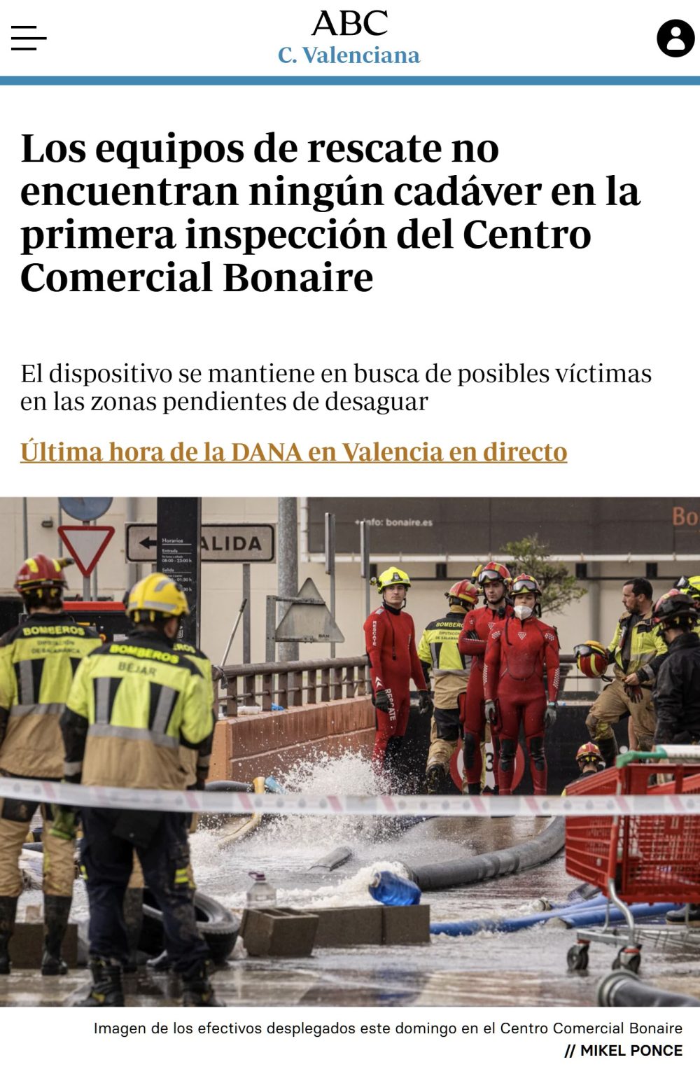 No han encontrado ningún faIIecido en la primera inspección del parking del Centro Comercial Bonaire.
