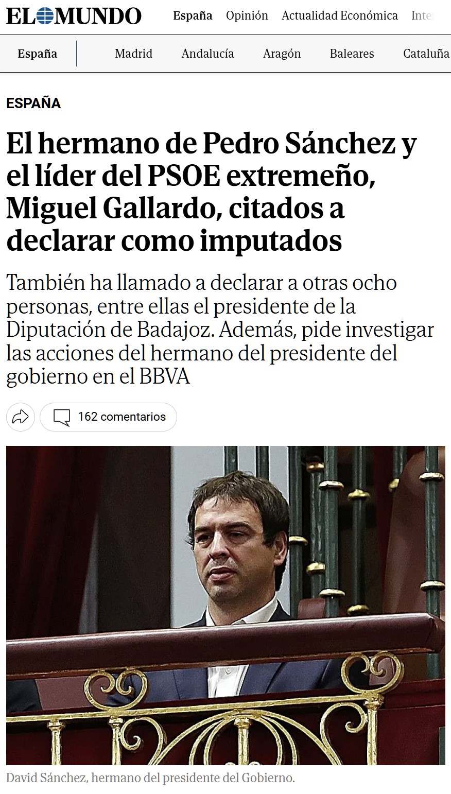 Es curioso que Pedro Sánchez llegase al gobierno con una moción de censura a Rajoy por "estar rodeado de corrupción".