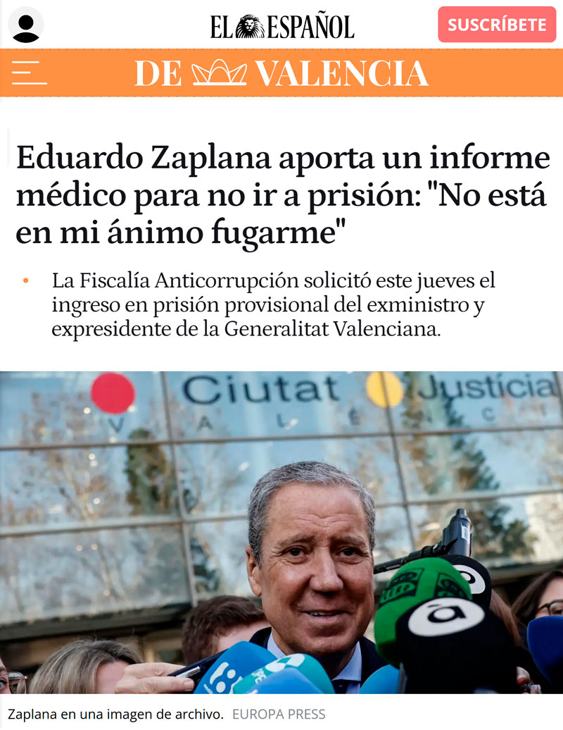 Zaplana está jugando al Juego de la oca con los informes médicos para no pisar la cárcel.