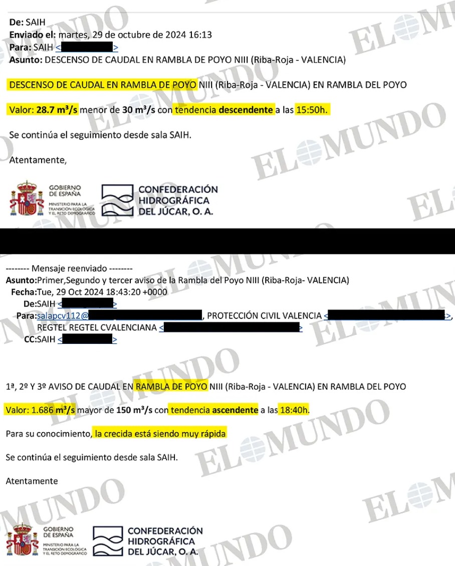 Protección Civil de Valencia ya sabía a las 18:40 que la rambla del poyo bajaba con un caudal terrorífico.