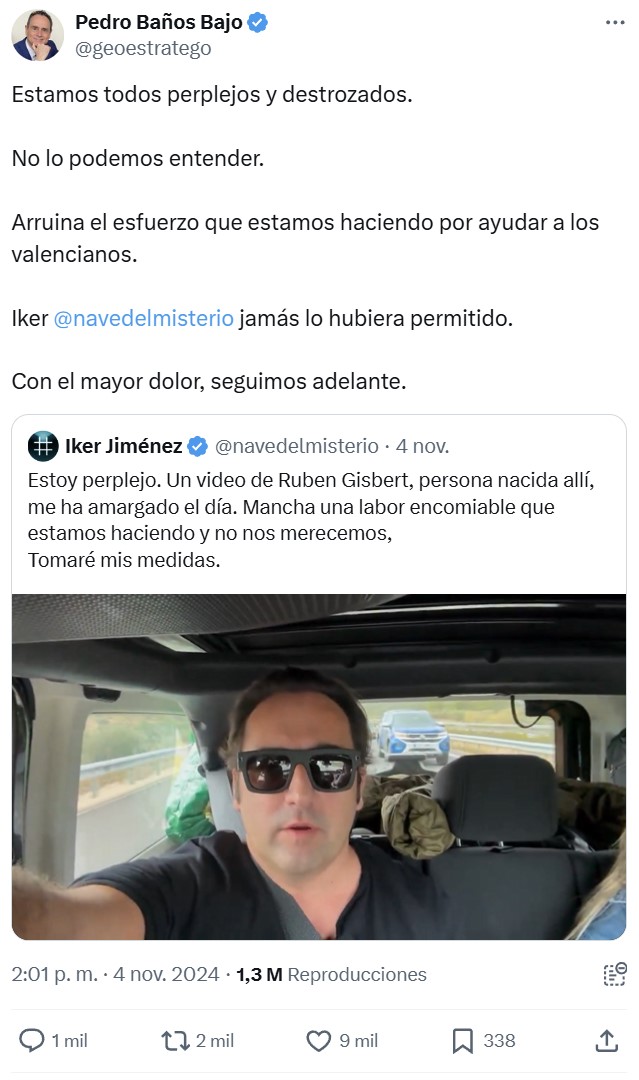 El coronel Pedro Baños se divorcia amistosamente de Rubén Gisbert.