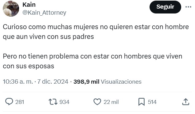 Hombres que viven con sus padres -> RED FLAG.