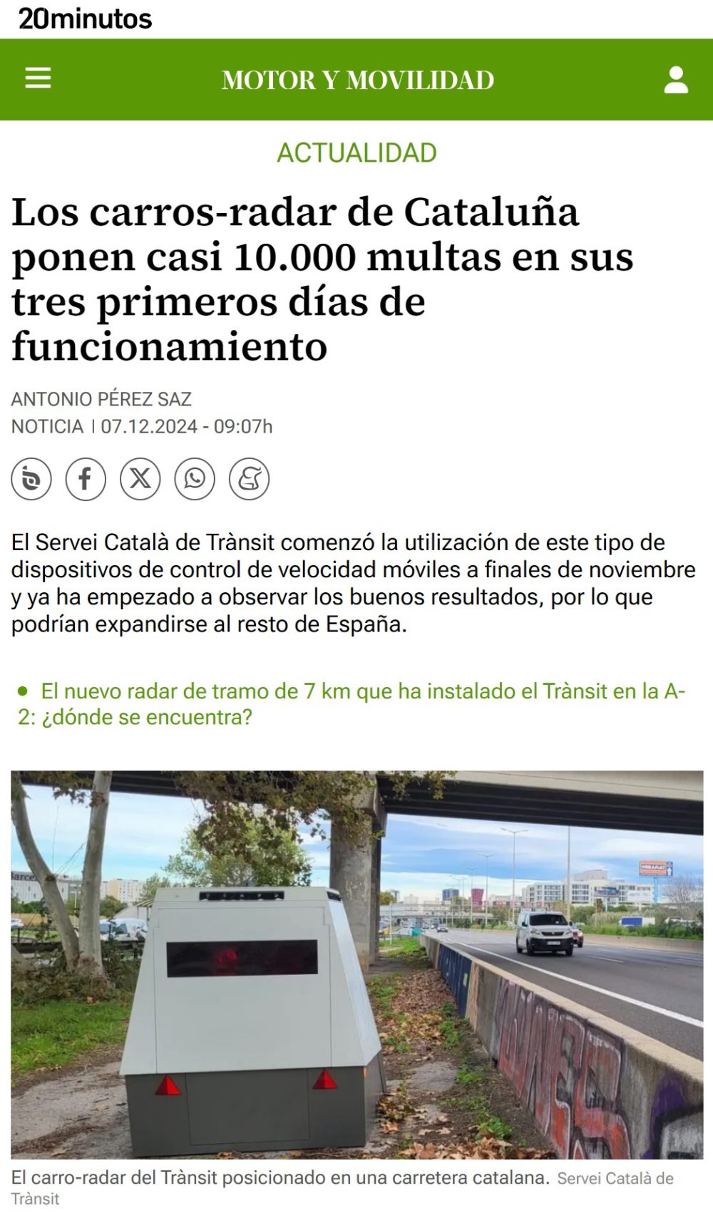 Los carros-radar de Cataluña ponen casi 10.000 multas en sus tres primeros días de funcionamiento