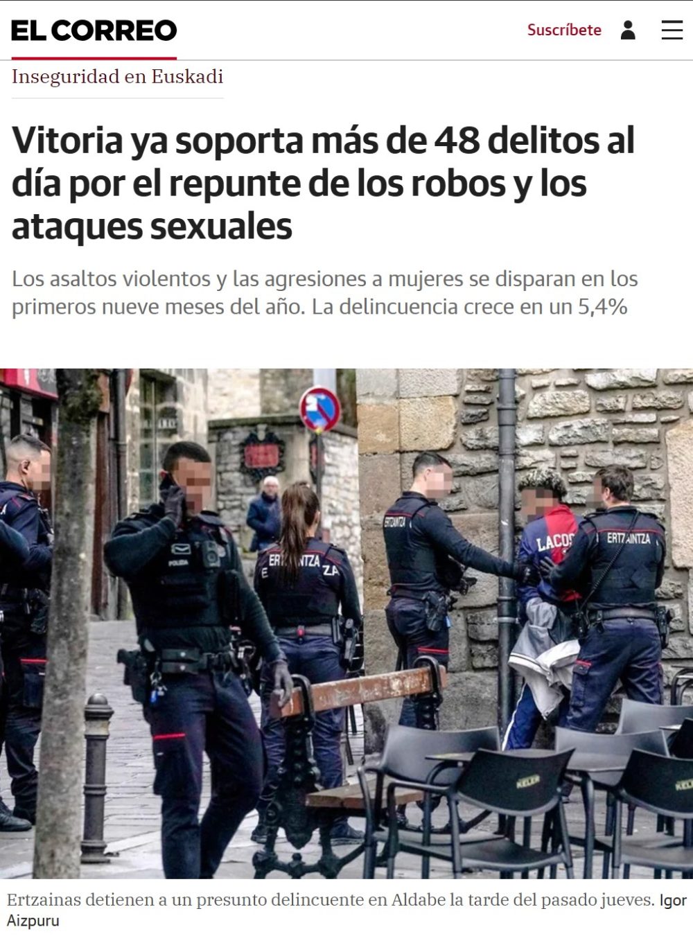 Vitoria, la ciudad en la que nunca pasaba nada... Empiezan a entrar inmigrantes del continente africano a cholón y mágicamente aumentan los delitos vioIentos.