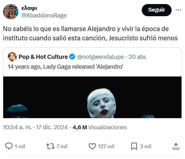 Llamarse Alejandro debió ser una putаda hace 14 años...