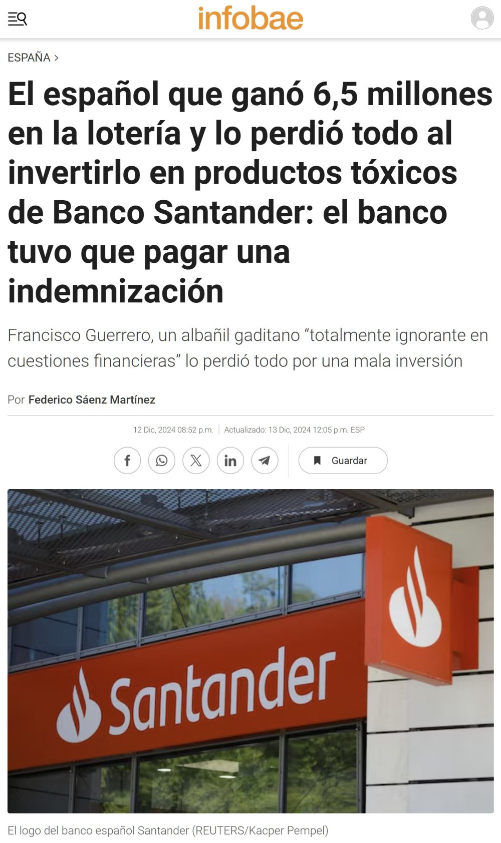 Imagina ganar 6,5 millones y perderlo todo por hacerle caso al banco de turno.