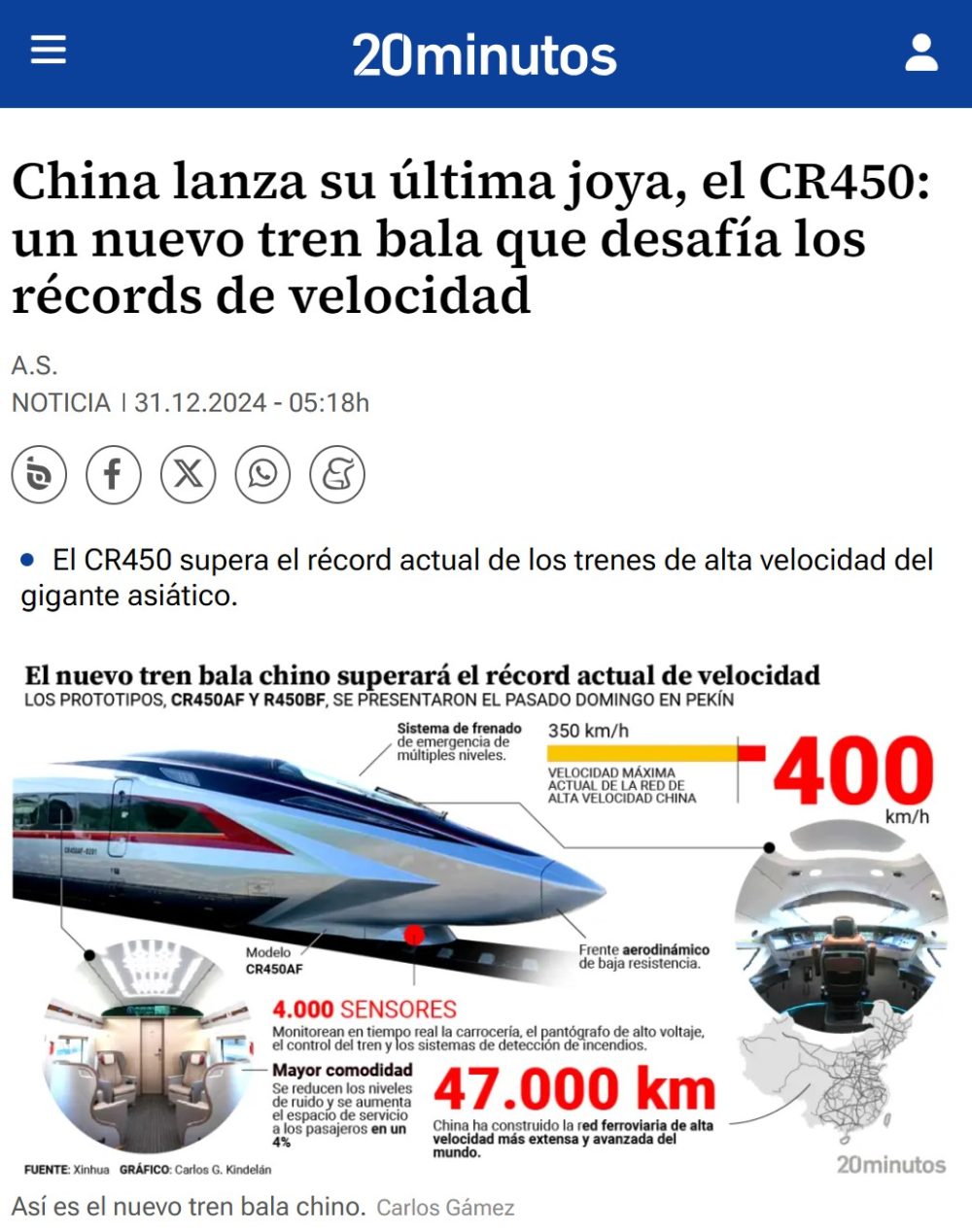El tren chino que corre tanto como un Bugatti Chiron.