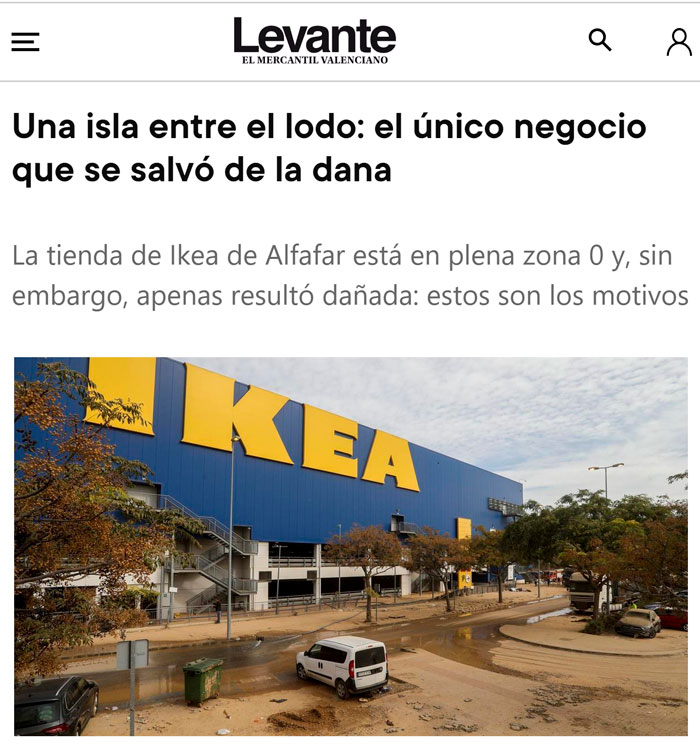 Ikea detectó que la ubicación donde iban a construir su tienda de Alfafar era zona inundable y tomó medidas
