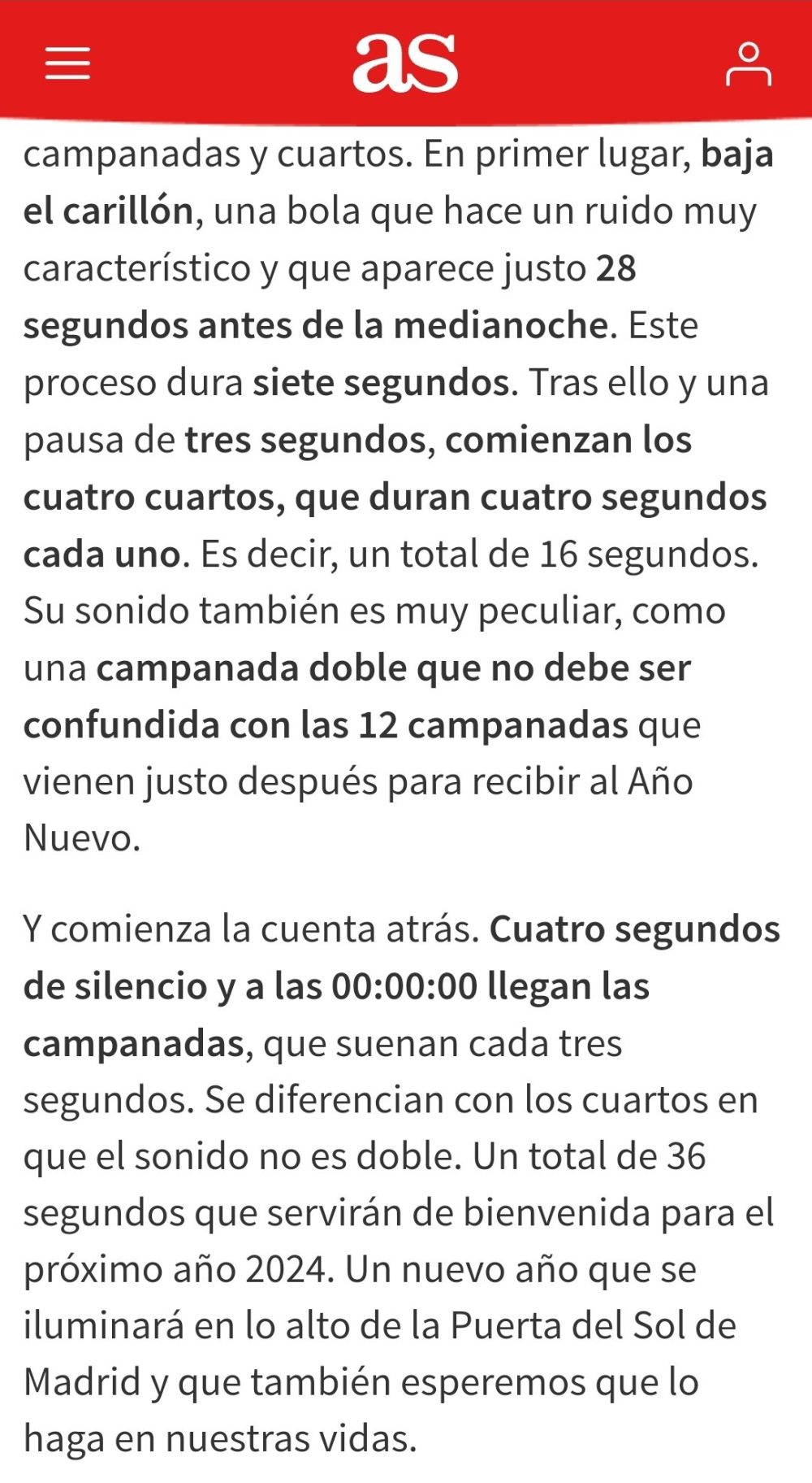 ¿Con cuántos años descubriste que las campanadas no son una cuenta atrás sino que son los 36 primeros segundos del año?