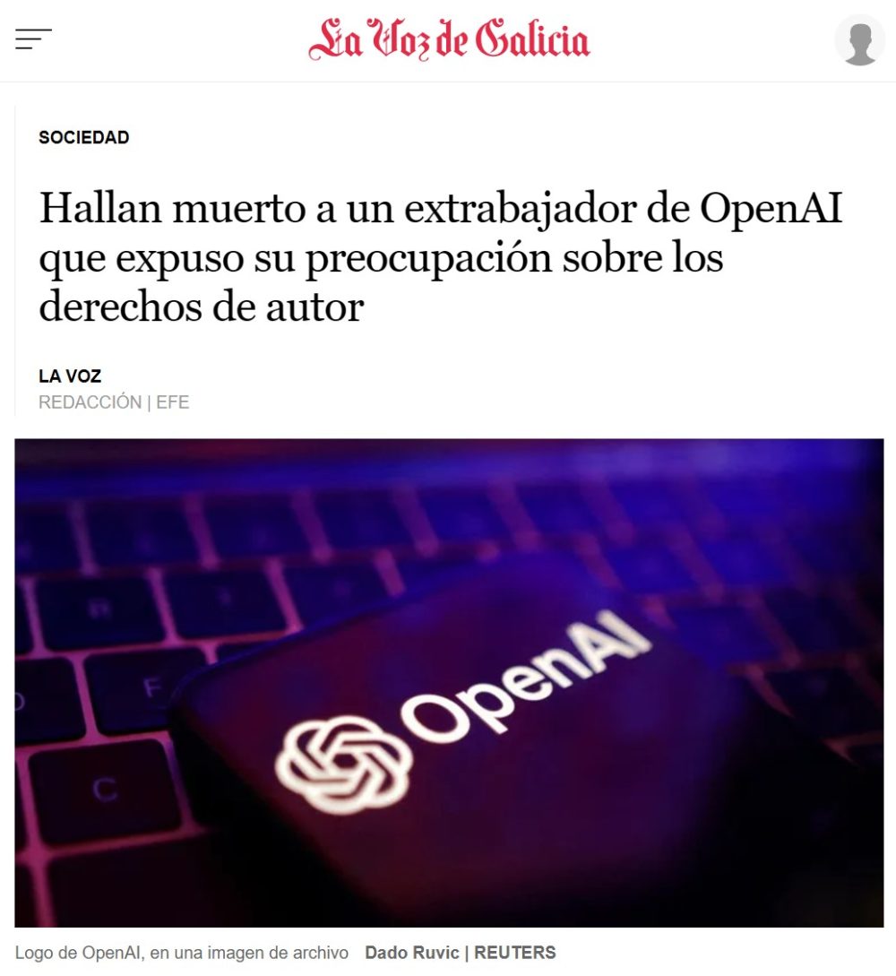 Un extrabajador de OpenAI crítico con la IA por los derechos de autor ha aparecido muеrto.