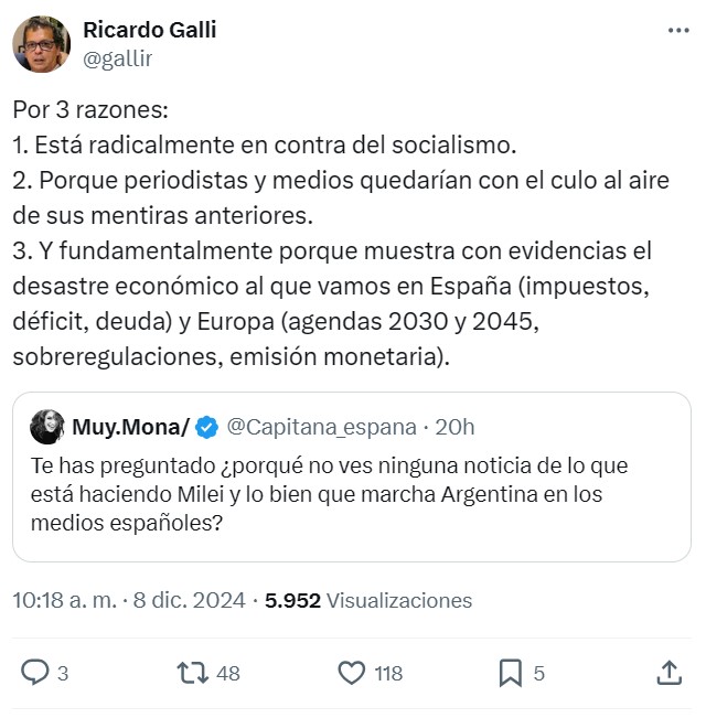 Argentina es el experimento liberal para el resto del mundo. Si tiene éxito se hará lo imposible por venderlo como un fracaso.