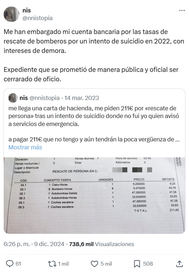 Embargan la cuenta bancaria a una chica por tasas de bomberos tras intentar suіcіdarse en 2022.