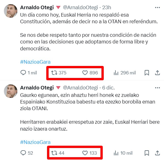 Más éxito en español que en euskera.