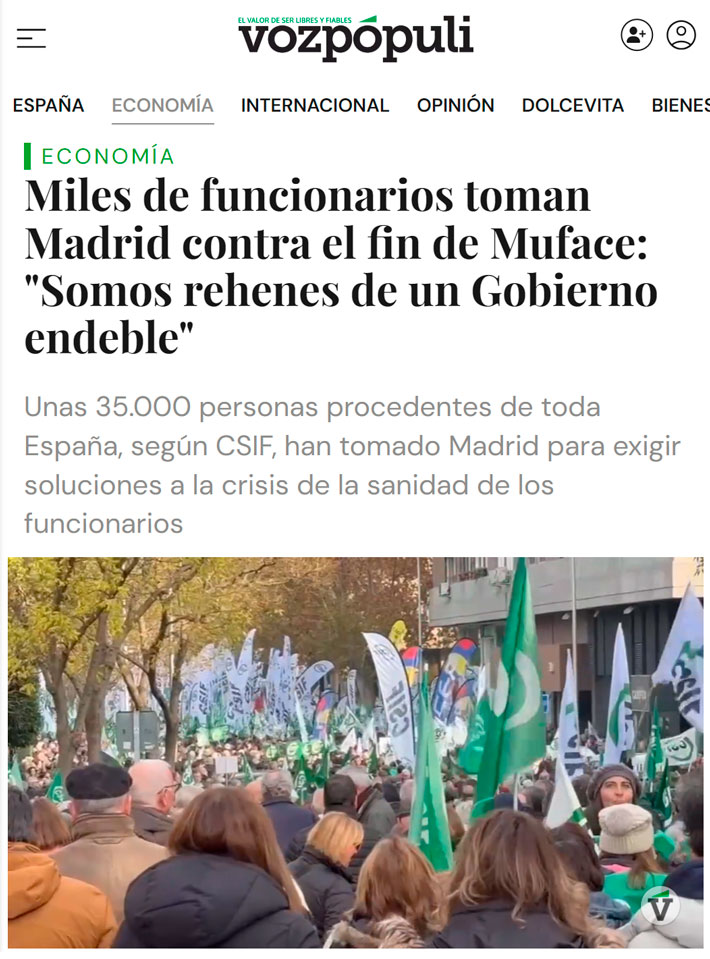 Miles de funcionarios sale a la calle a protestar por el fin del Muface.