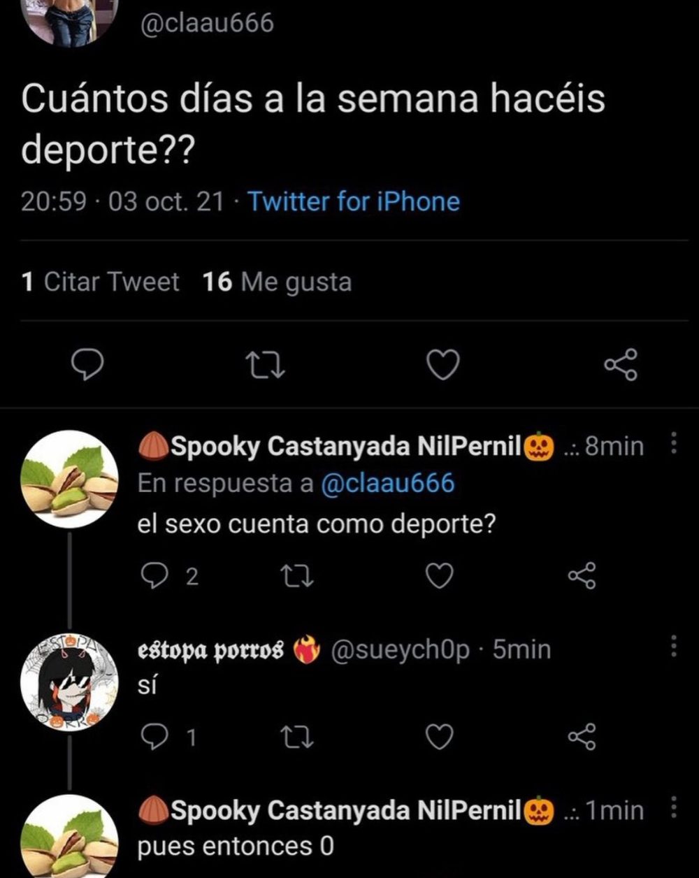 ¿Cuántos días a la semana hacéis deporte?