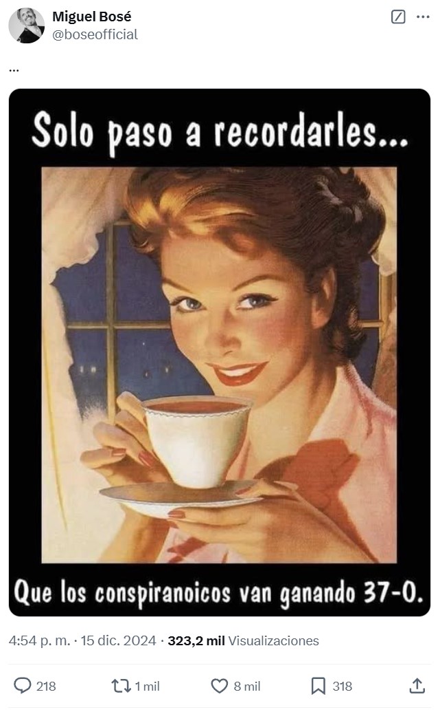 Espero que el bueno de Miguel Bosé no esté tuiteando desde una red wifi... por el bien de su salud.