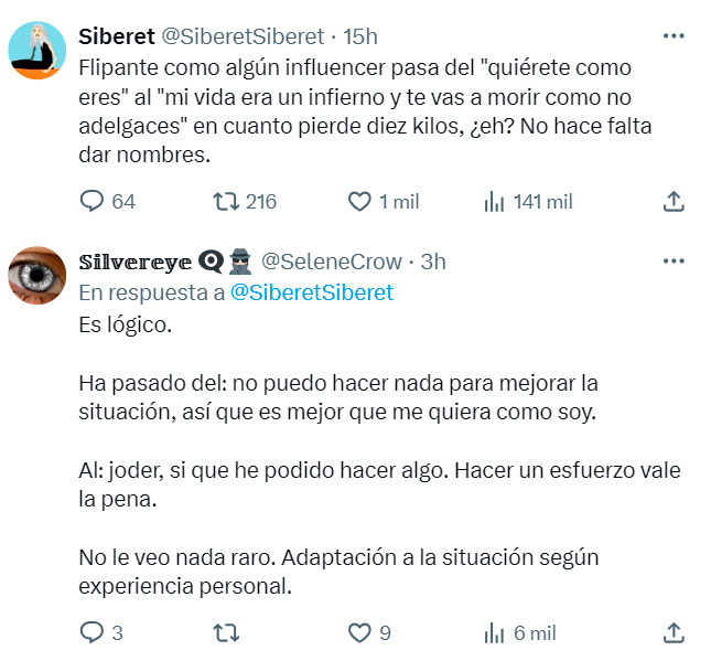 Alguien mejora extraordinariamente su salud y se siente mejor por ello. Por alguna razón esto también está mal para la izquierda.