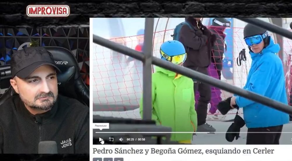 Pedro Sánchez esquiando con Begoña Gómez y los fachas quejándose