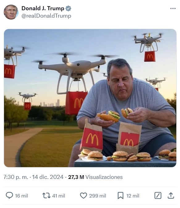 La misteriosa imagen generada por IA que ha publicado Donald Trump en Twitter.