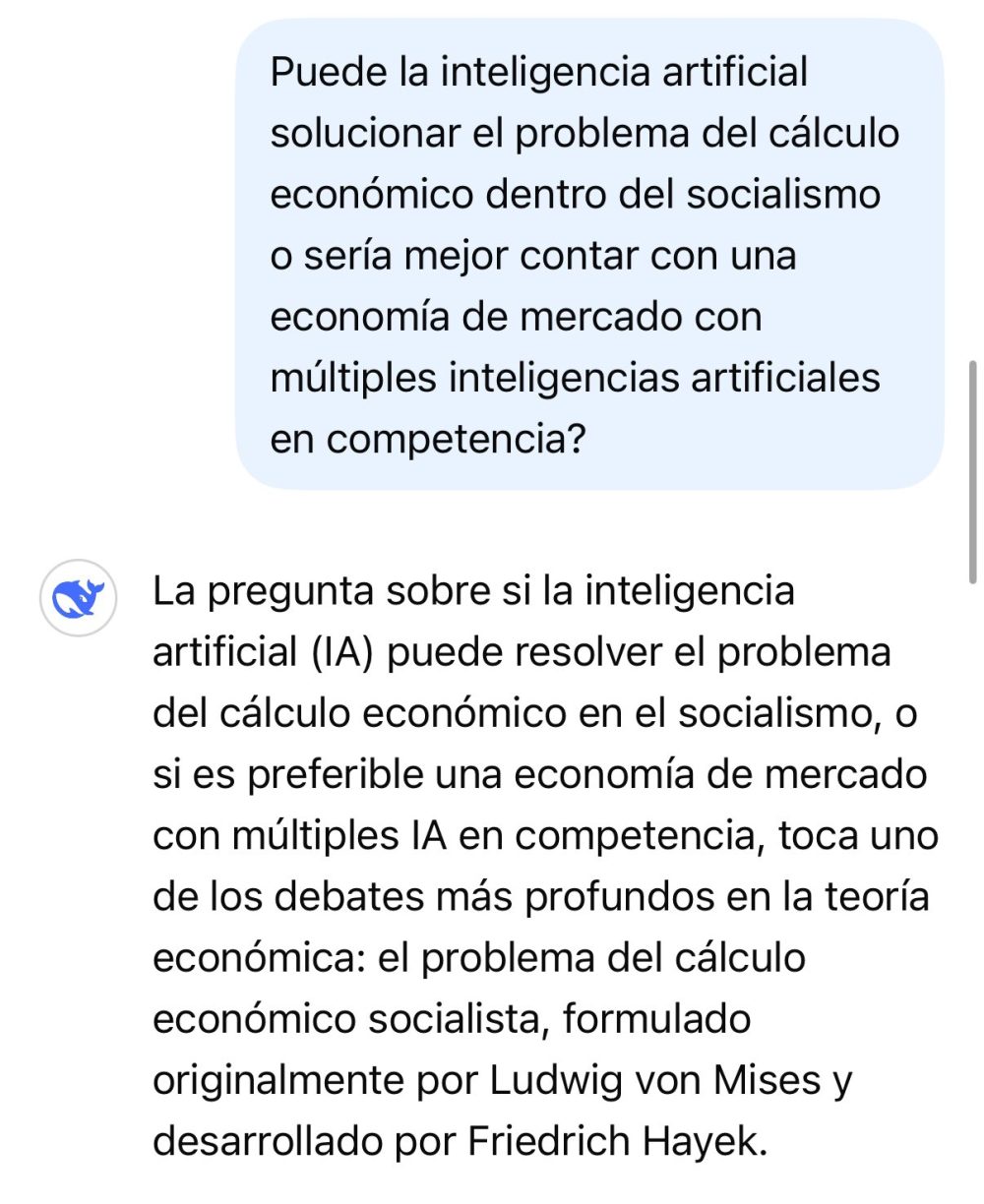 Hasta la IA china sabe que la planificación socialista no funciona.