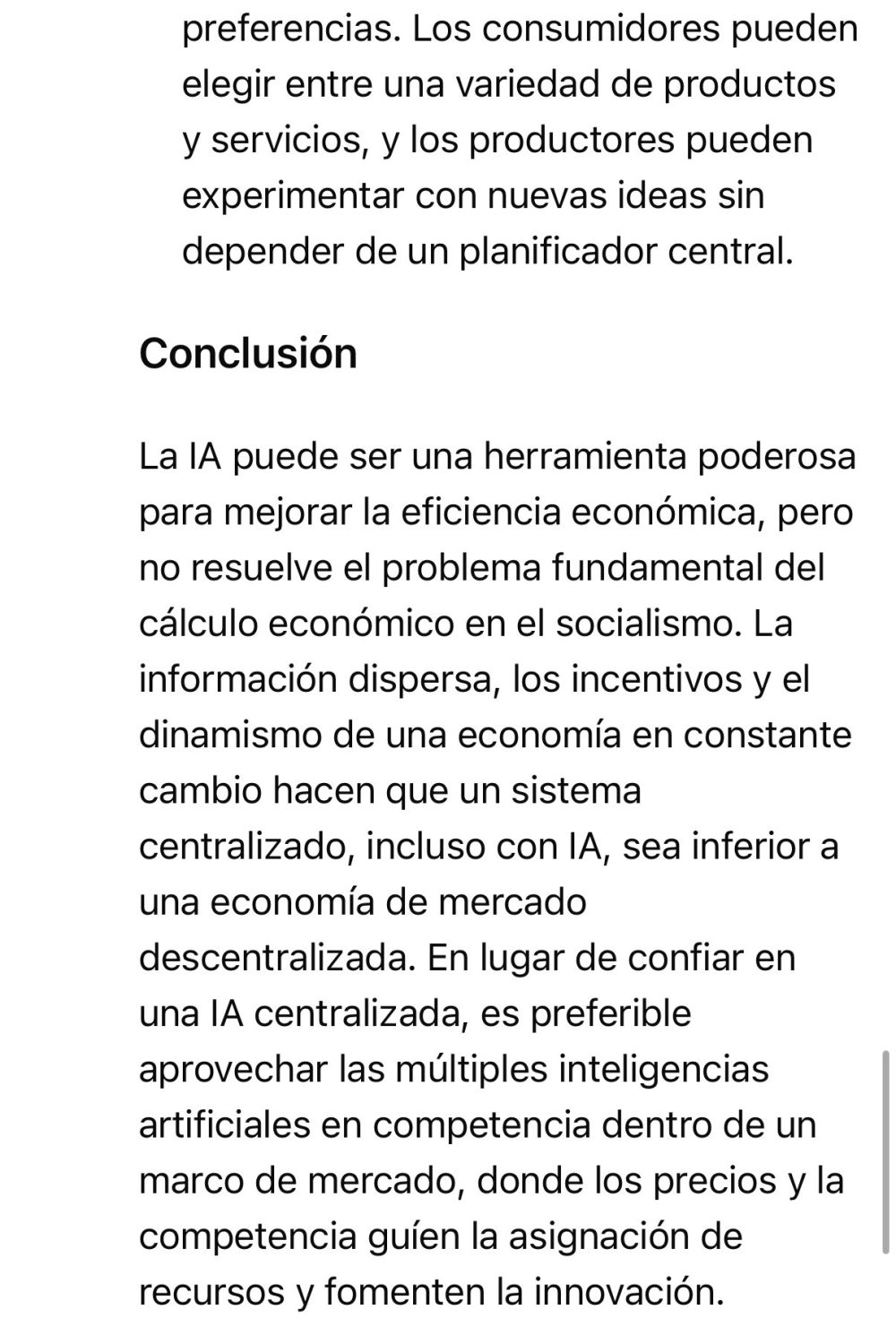 Hasta la IA china sabe que la planificación socialista no funciona.