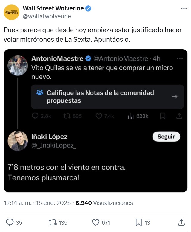 Presentadores y periodistas de La Sexta se ríen de que Antonio Maestre lanzase el micro de Vito Quiles.