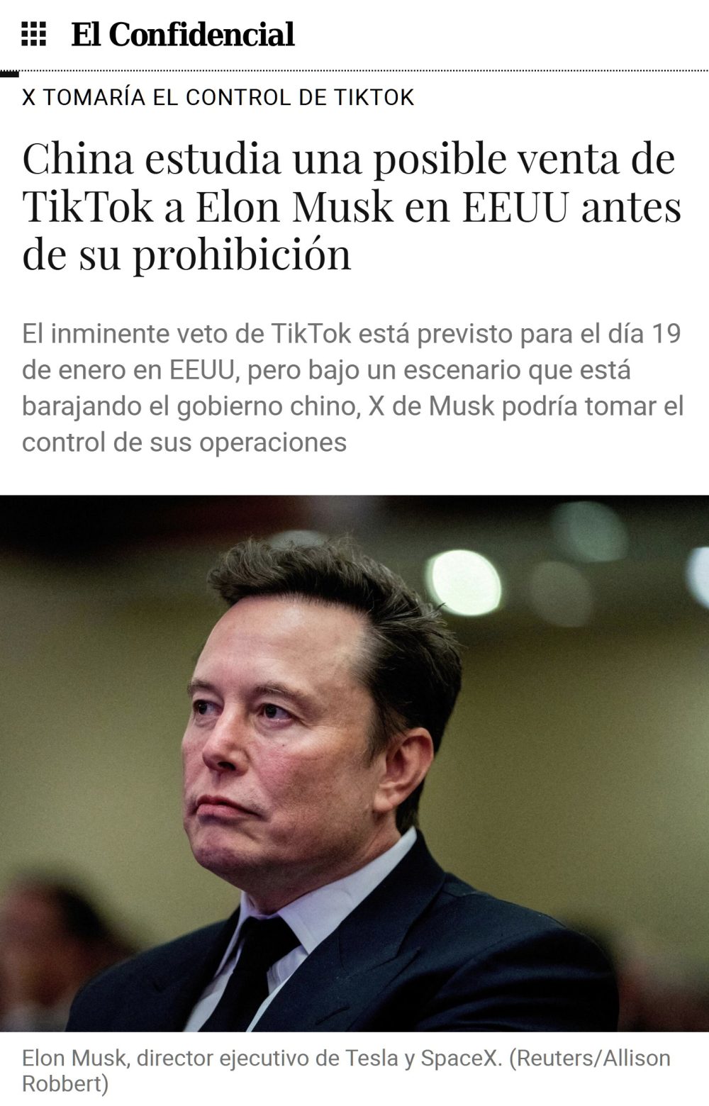 TikTok podría acabar en manos de Elon Musk en EEUU.