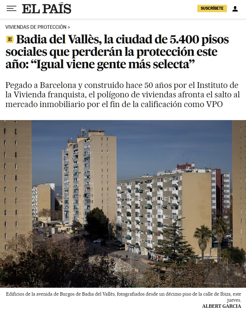 Badia del Vallès dejará de ser una «ciudad de VPO» en 2025.