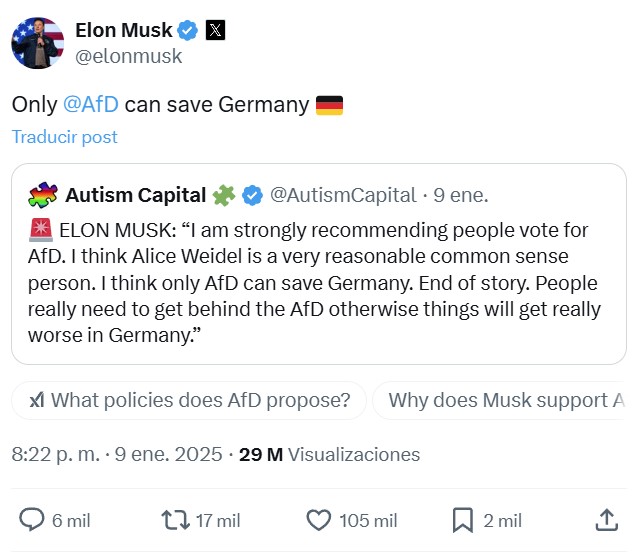 Tras el adelanto de las elecciones, 113 diputados del Parlamento alemán han presentado una solicitud para ilegalizar a AfD, actualmente segundo partido en las encuestas.