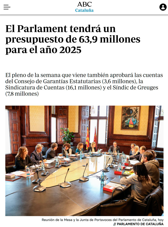 El Gobierno catalán costará 63,9 millones a los contribuyentes en 2025.