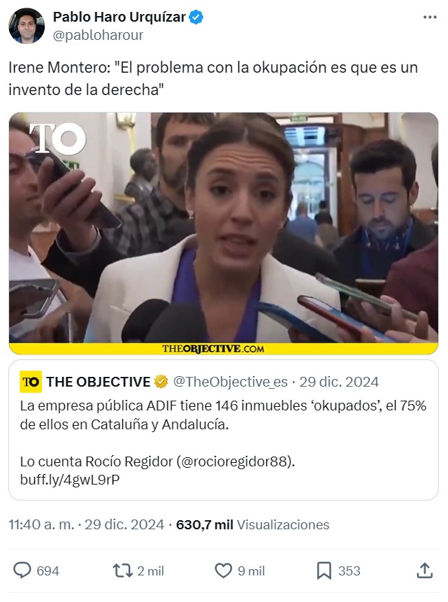 "El problema con la okupación es que es un invento de la derecha"