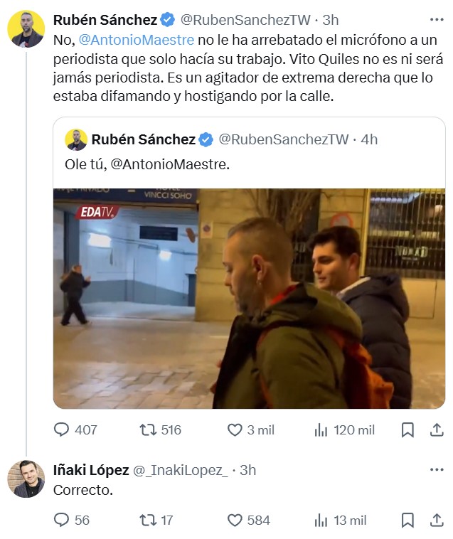 Presentadores y periodistas de La Sexta se ríen de que Antonio Maestre lanzase el micro de Vito Quiles.