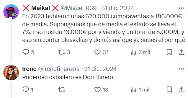 El miedo que tienen a la pregunta "¿Por qué cobran impuestos por compra de la primera vivienda?" es que se puede extrapolar a muchas otras cosas...