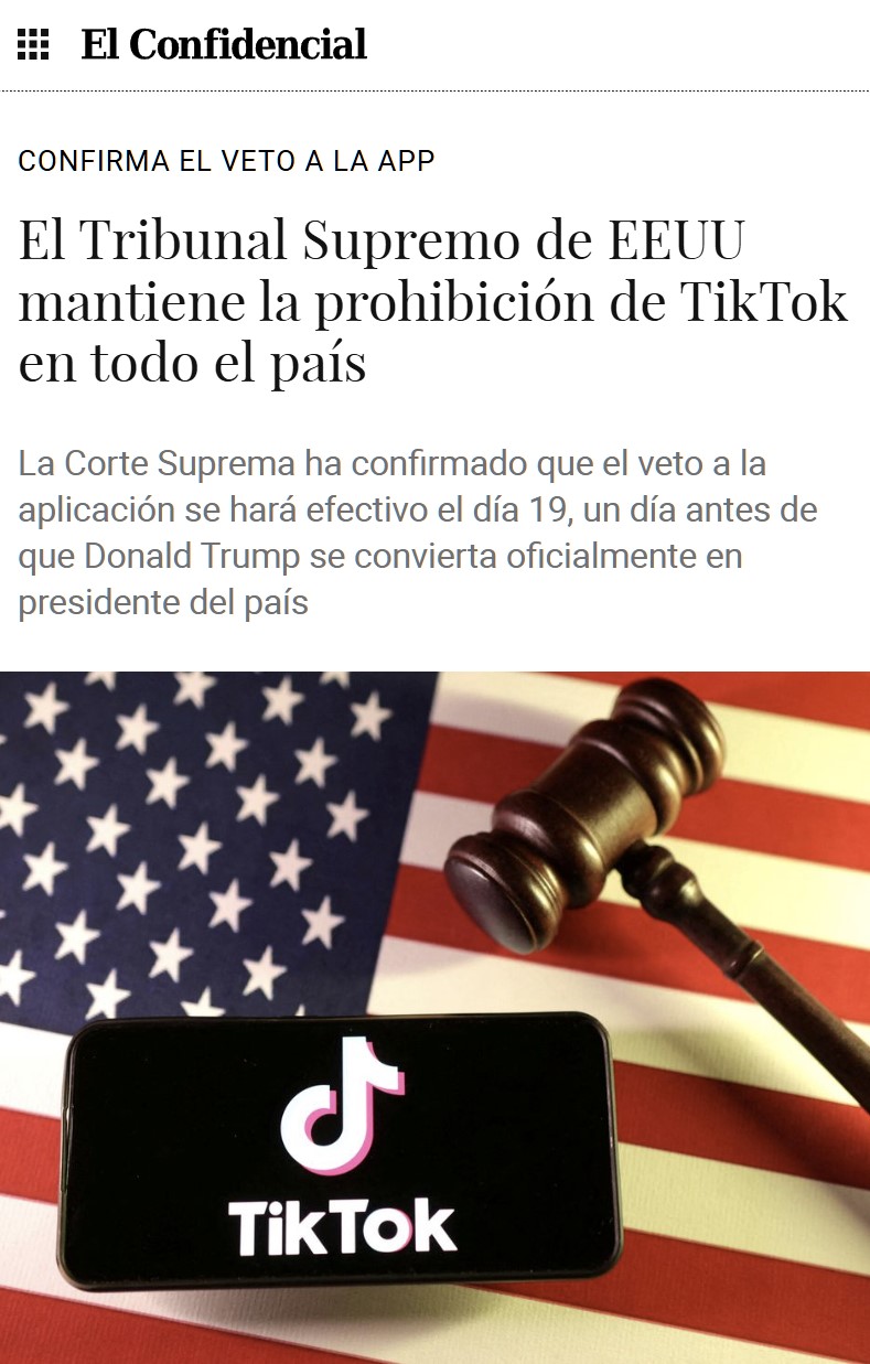 TikTok es baneado definitivamente de EEUU.