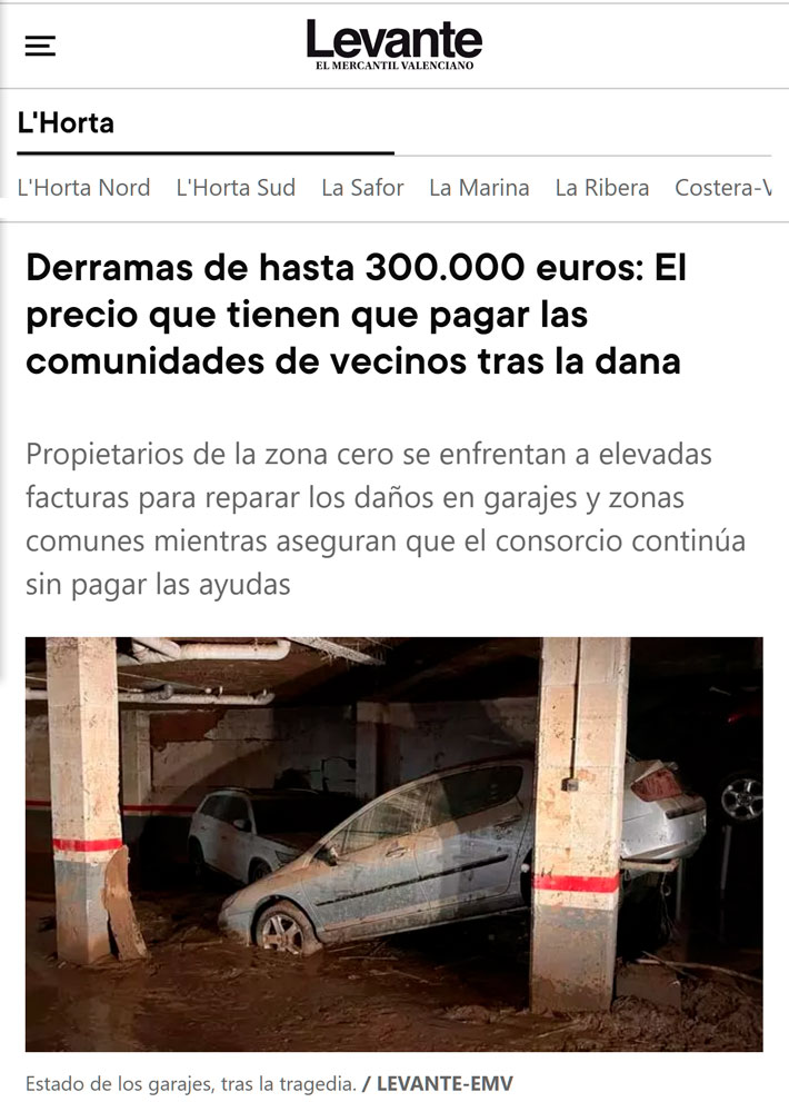 Derramas sanas de 300.000 euros en comunidades de vecinos tras la DANA.