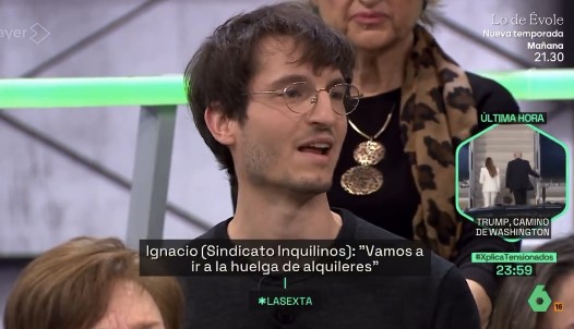 El portavoz del sindicato de inquilinos anuncia en directo que a lo largo de 2025 promoverán una “huelga” de impagos masivos de alquileres que perjudicaría, entre otros, a los pequeños propietarios.