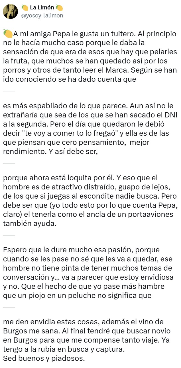 «A mi amiga Pepa le gusta un tuitero».