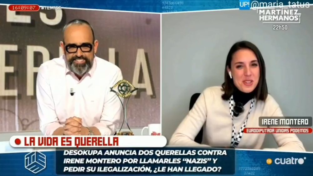 Tangana entre Irene Montero y Risto: “Estás usando este programa como ariete, si quieres te vas a otra parte a soltar tus mítines”.