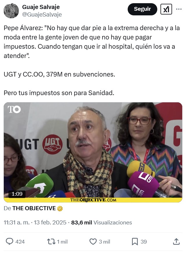 Estamos pagando 379 millones de nuestros impuestos para que los sindicatos vayan de la mano con el gobierno.