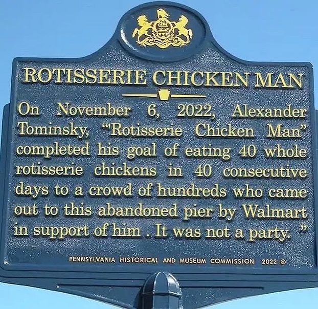 "Ven a ver cómo me como un pollo asado entero por 40º día consecutivo".