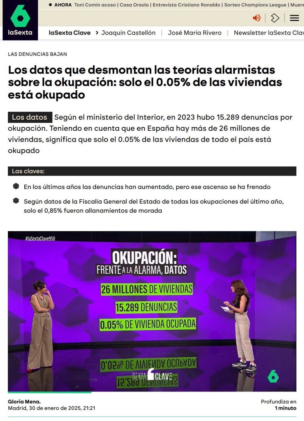 La okupación no es un problema porque “solo” afecta al 0,05% de las viviendas.