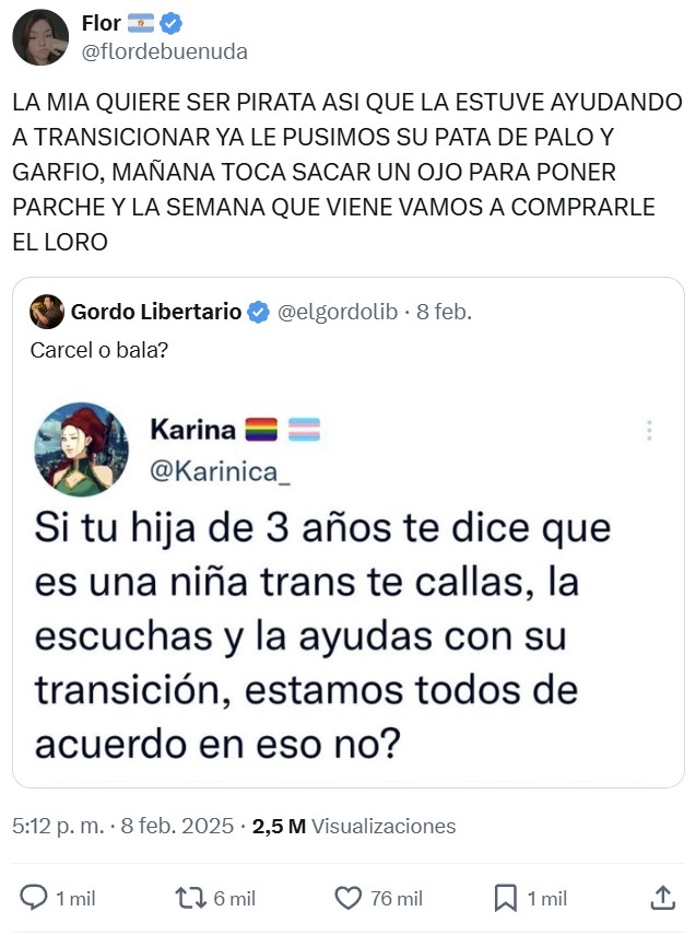 "Si tu hija de 3 años te dice que es una niña trans, te callas".