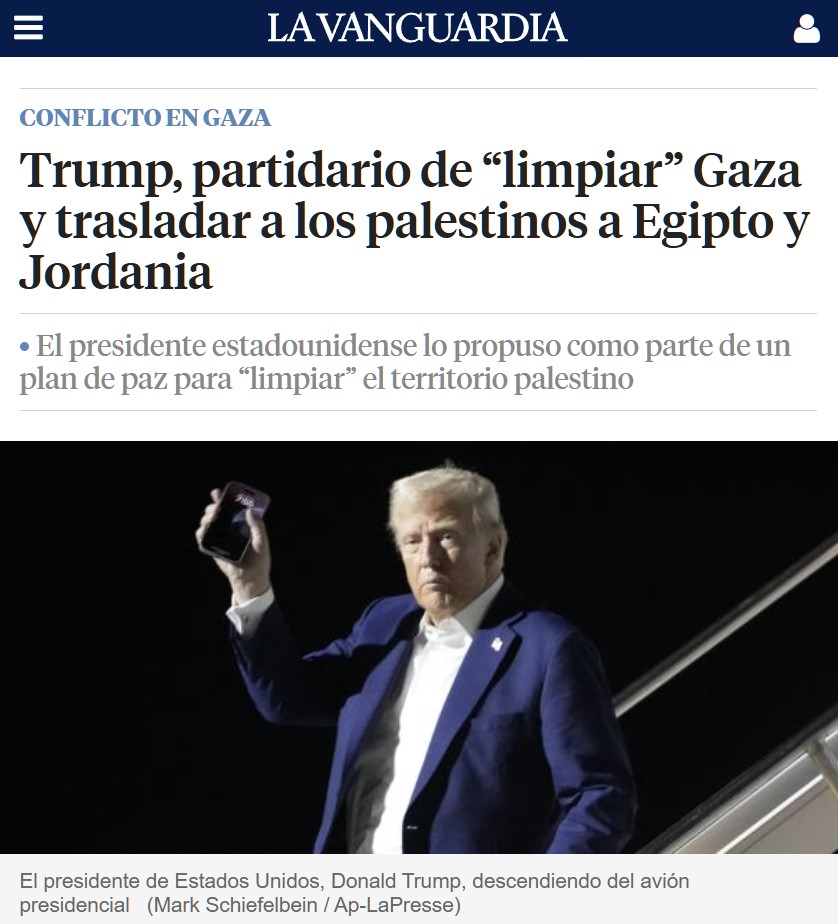 Trump dice que los palestinos no tienen otra alternativa que abandonar Gaza y que le gustaría que Jordania y Egipto los aceptaran.