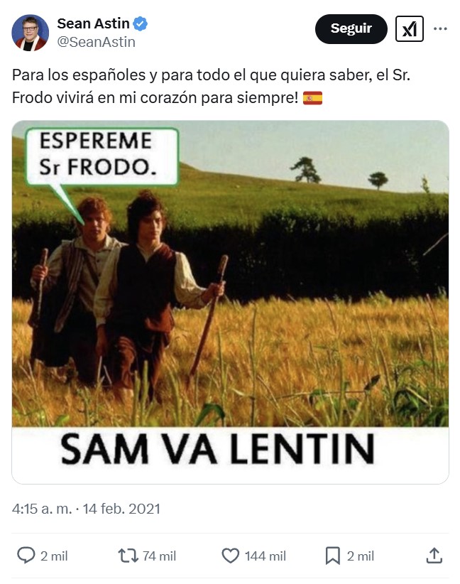 Sean Astin es consciente de su propio meme español desde 2021