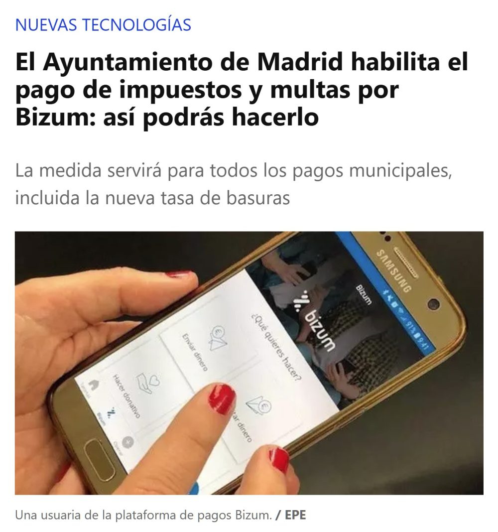 Ahora podrás hacerle bizums al ayuntamiento.