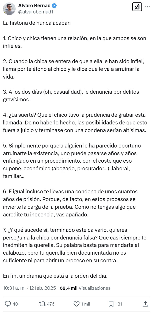 Álvaro Bernad, abogado: “Su palabra basta para mandarte al calabozo, pero tu querella bien documentada no es suficiente ni para abrir un proceso en su contra”.