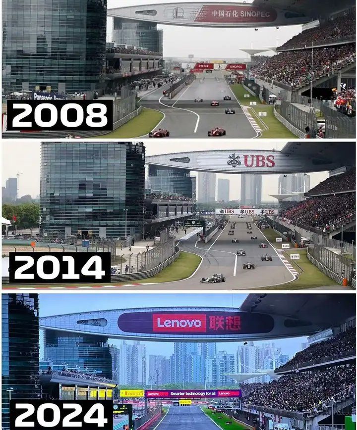 Comparativa, en el circuito de Fórmula 1 de Shanghai, entre 2008 y 2024.